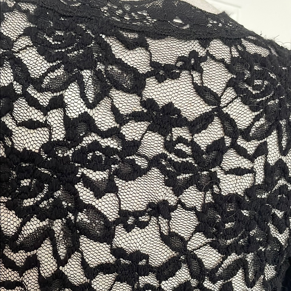 Elegant Black Lace Long Sleeve Blouse - Picture 6 of 7